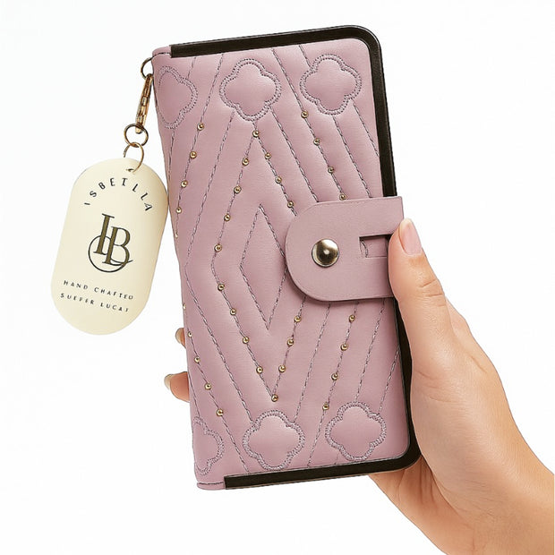 Chic Quilted Long Wallet For Women's -Secure Double Zipper Multi Cards Slot's, Phone Compartment -Versatile For Every Occasion.