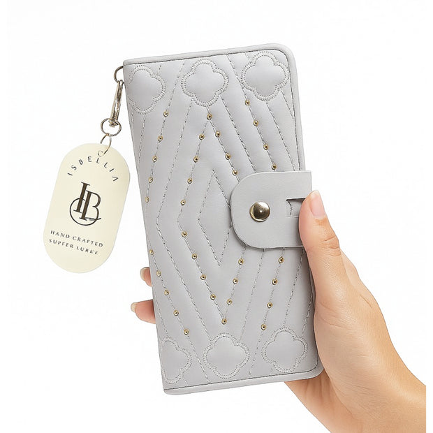 Chic Quilted Long Wallet For Women's -Secure Double Zipper Multi Cards Slot's, Phone Compartment -Versatile For Every Occasion.